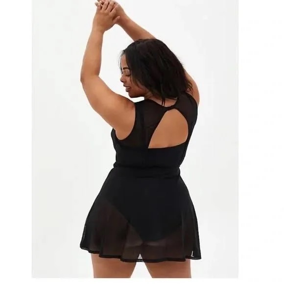 Torrid Underwire Long Mesh Overlay Swim Dress With Brief - Picture 2 of 10